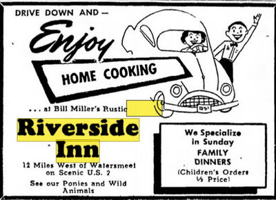 Rustic Riverside Inn - May 30 1958 Article (newer photo)
